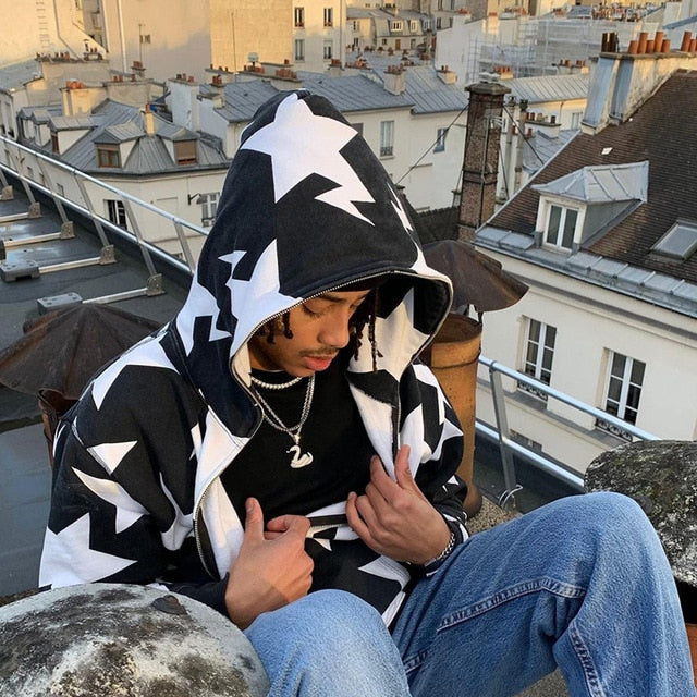 Star Printed Zip Up Hoodies by Geo’s Online Store