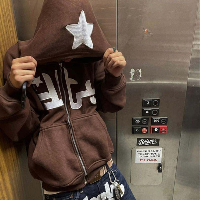 Star Printed Zip Up Hoodies by Geo’s Online Store