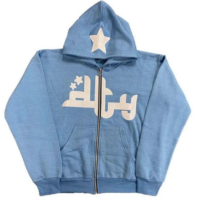 Star Printed Zip Up Hoodies by Geo’s Online Store