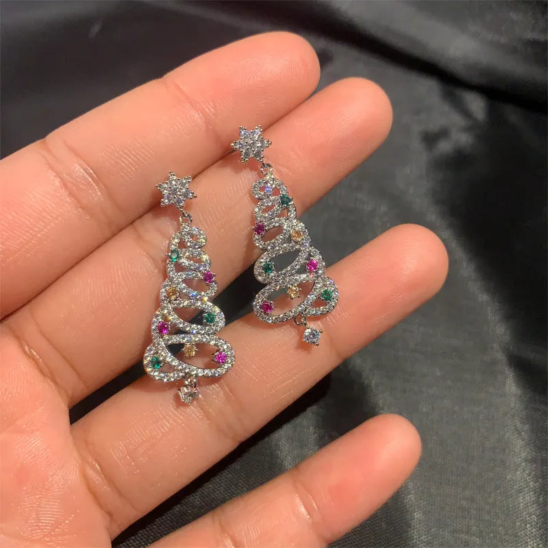 Christmas Tree Rhinestone Earrings by Geo’s Online Store