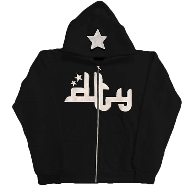 Star Printed Zip Up Hoodies by Geo’s Online Store