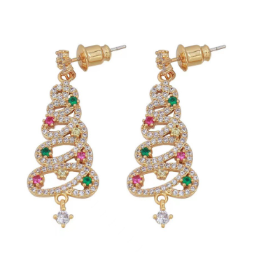 Christmas Tree Rhinestone Earrings by Geo’s Online Store