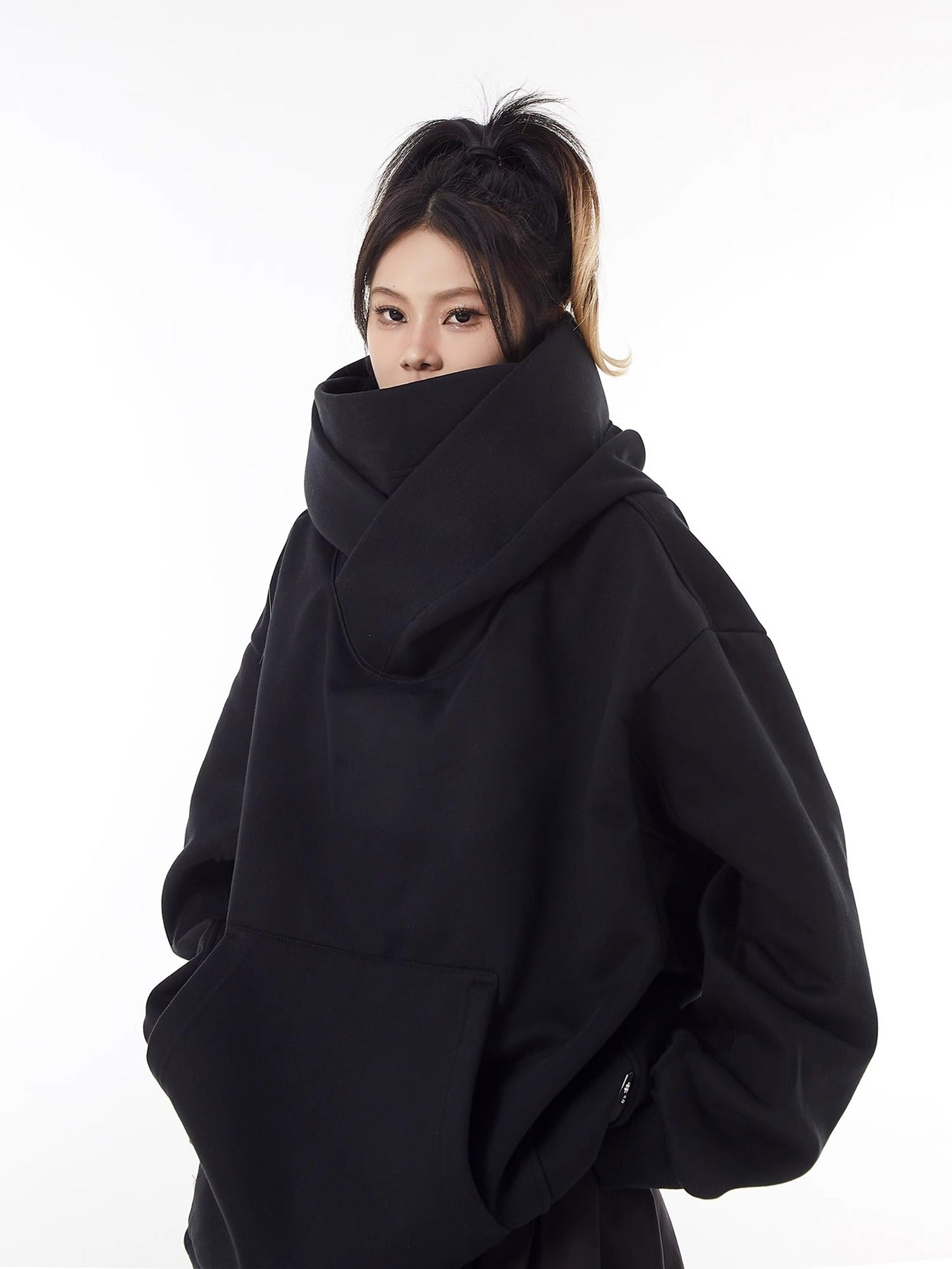 Loose High Collar Fleece Lined Hoodie by Geo’s Online Store