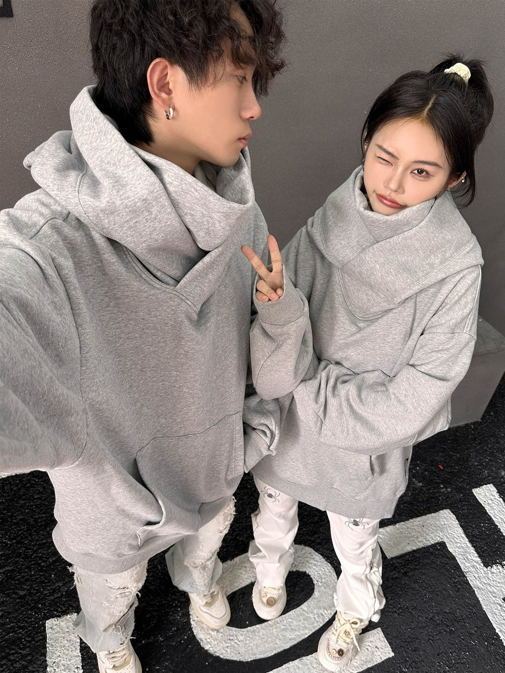 Loose High Collar Fleece Lined Hoodie by Geo’s Online Store