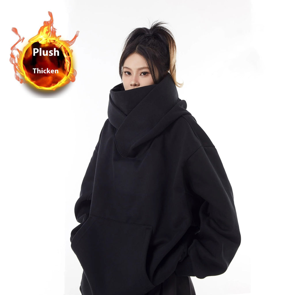 Loose High Collar Fleece Lined Hoodie by Geo’s Online Store