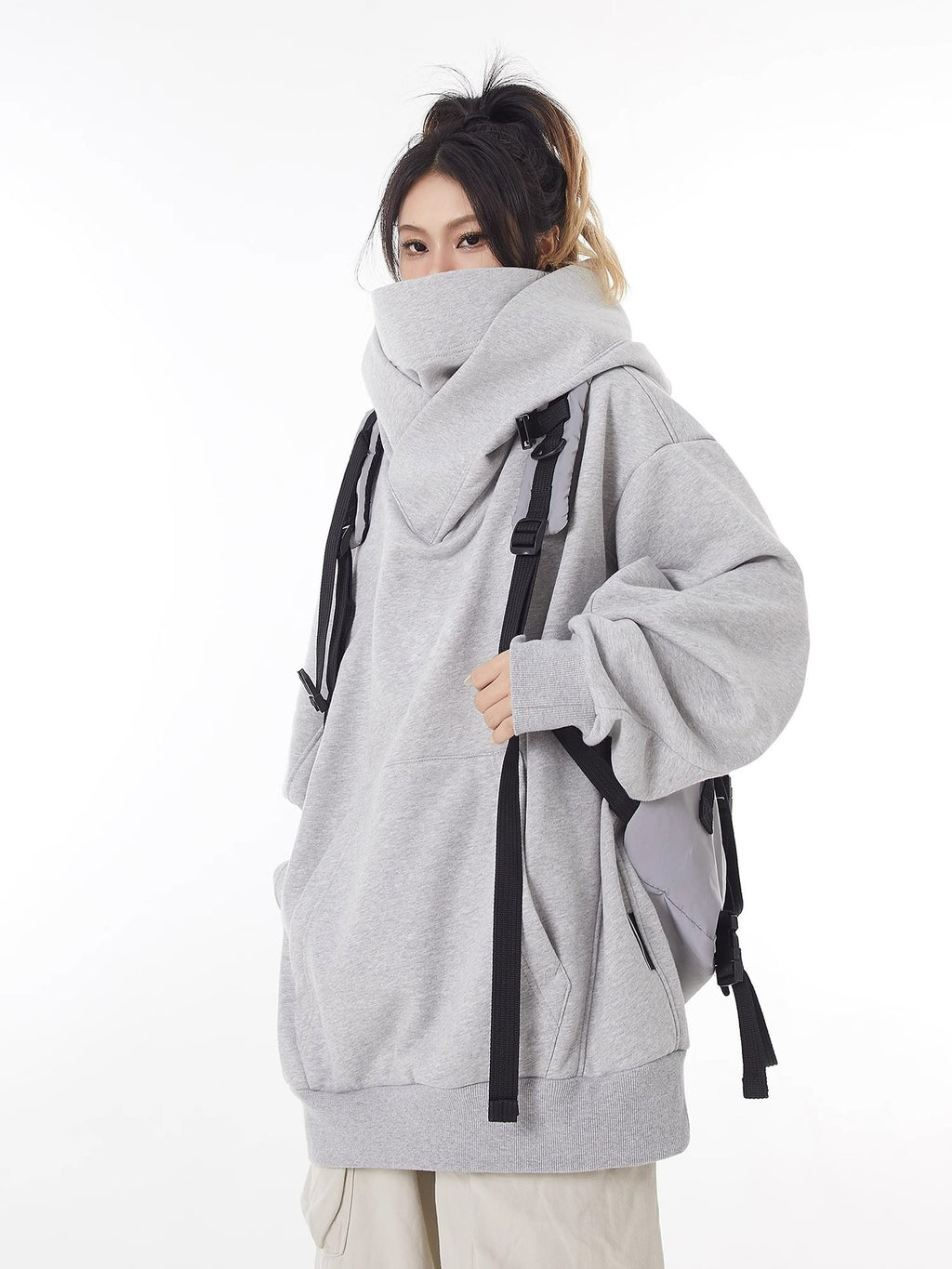 Loose High Collar Fleece Lined Hoodie by Geo’s Online Store