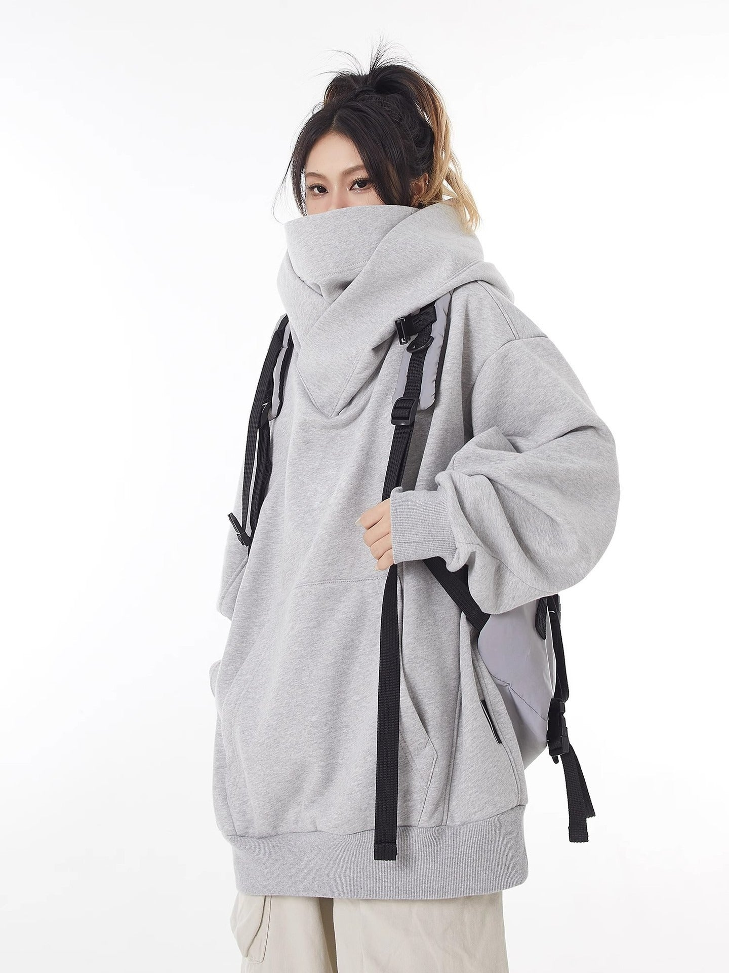 Loose High Collar Fleece Lined Hoodie by Geo’s Online Store