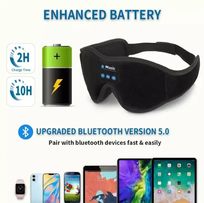 3D Eye Mask Bluetooth 50 Unlimited Music Stereo by Geo’s Online Store