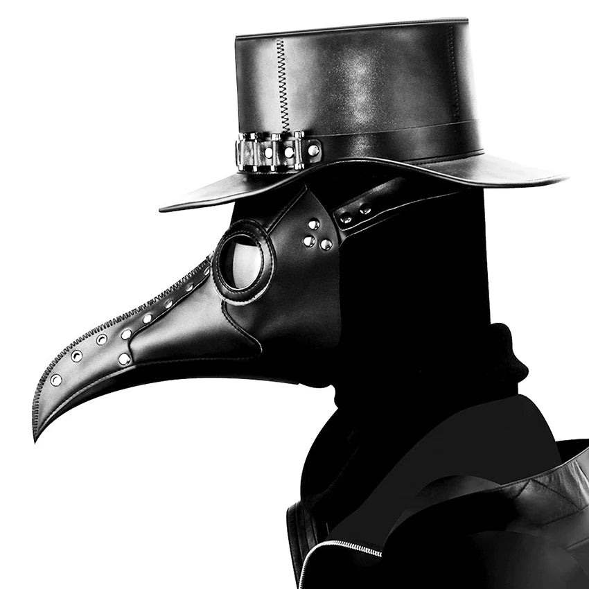 PU Leather Plague Doctor Mask Scary Steampunk Halloween Cosplay Gothic Festival Funny Face Props Carnival Masquerade Party Mask by Geo’s Online Store