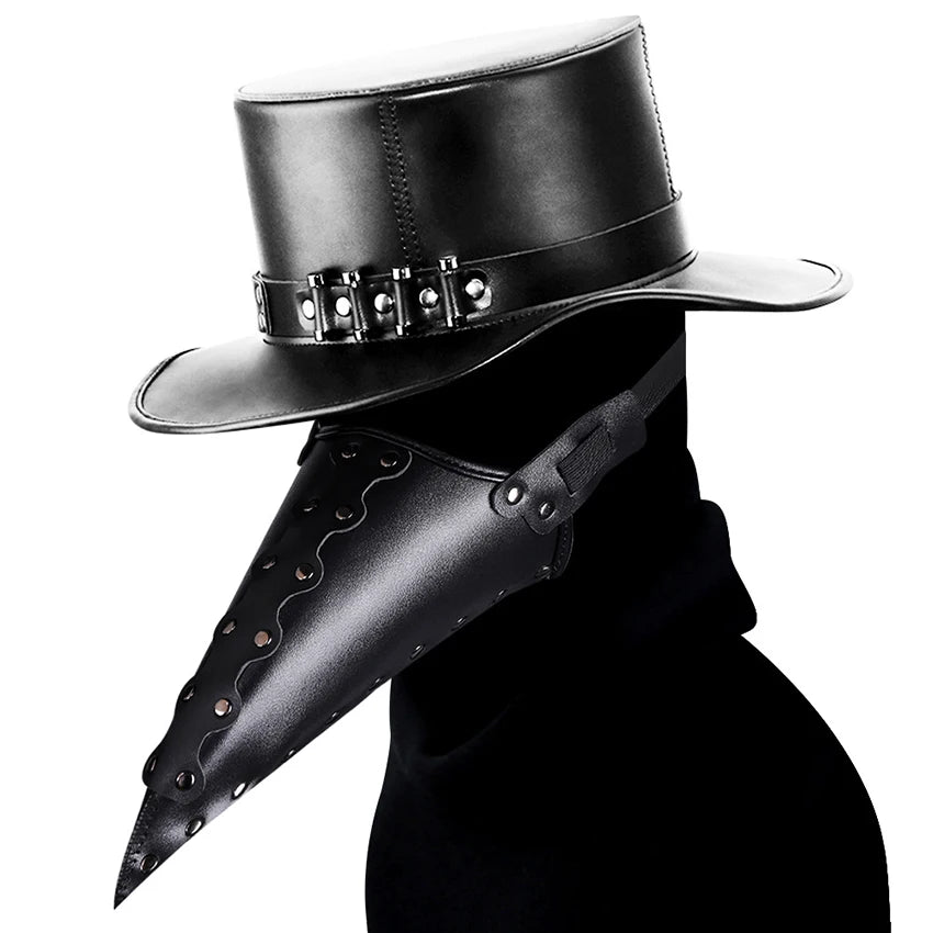 PU Leather Plague Doctor Mask Scary Steampunk Halloween Cosplay Gothic Festival Funny Face Props Carnival Masquerade Party Mask by Geo’s Online Store