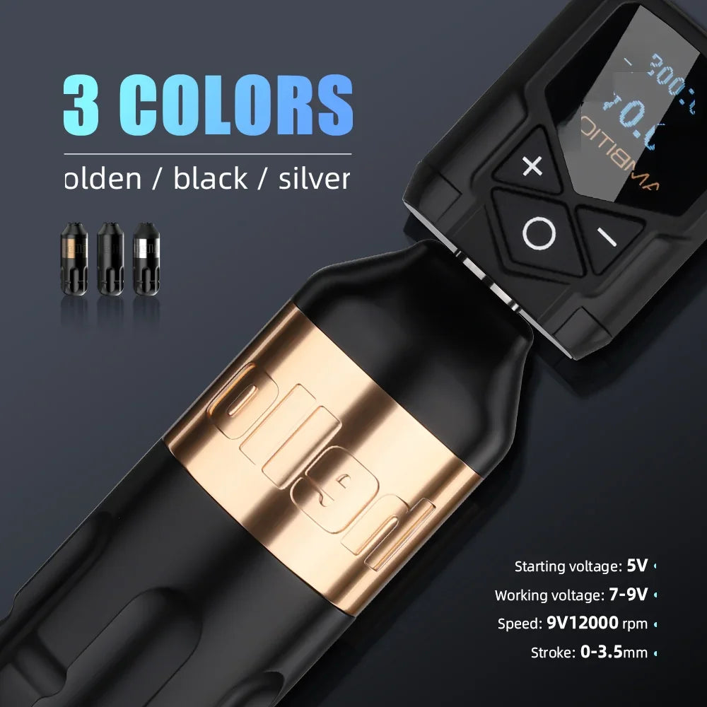Ambition Tattoo Machine Rotary Pen Kit 2400mAh Wireless Kuark Power Supply Permanent Makeup Eyebrow Lip Tattoo Beginner Artister by Geo’s Online Store