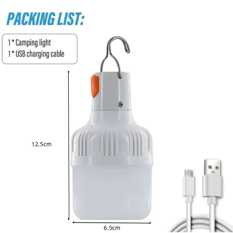 1PC Outdoor USB Rechargeable LED Lamp Bulbs 60W Emergency Light Hook Up Camping Fishing Portable Lantern Night Lights LT014 by Geo’s Online Store
