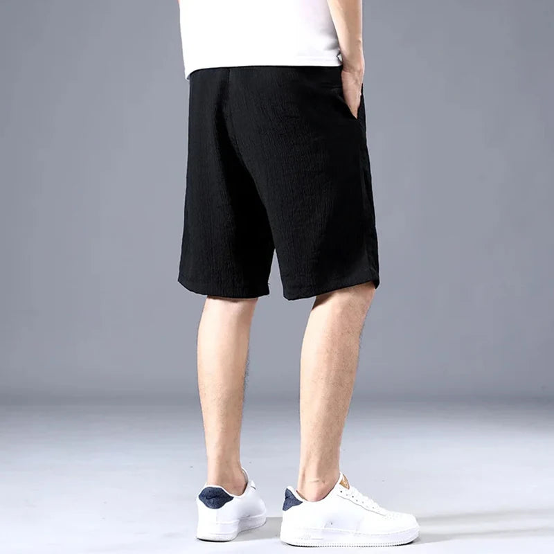 Lce Silk Shorts Men's Thin Sports Cropped Pants Loose Straight Leg Cool Breathable New Fashion Trend Casual XL-XXXL by Geo’s Online Store
