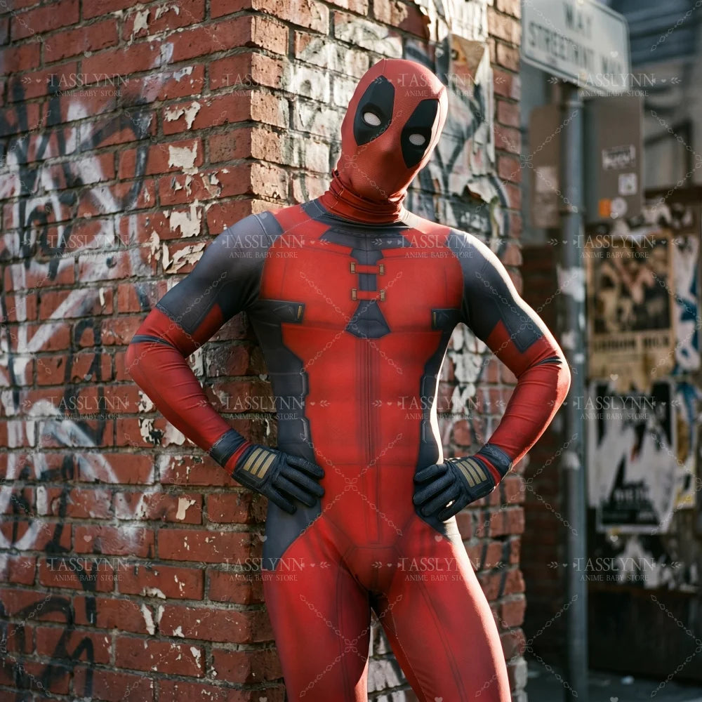 Deadpool Wolverine Cosplay Spandex Zentai Deadpool Bodysuit Halloween Costume Suit Belt Headwear Mask Sword Holster Cosplay by Geo’s Online Store