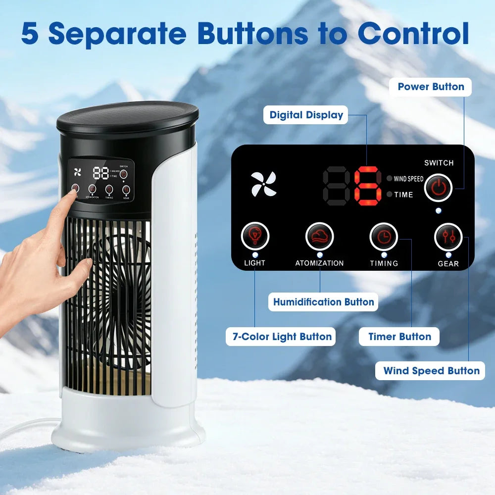 3 In 1 Household Fan Air Conditioner Portable 6-gear Air Cooler LED Night Light Humidifier Air Adjustment Fan Office Home Fan by Geo’s Online Store