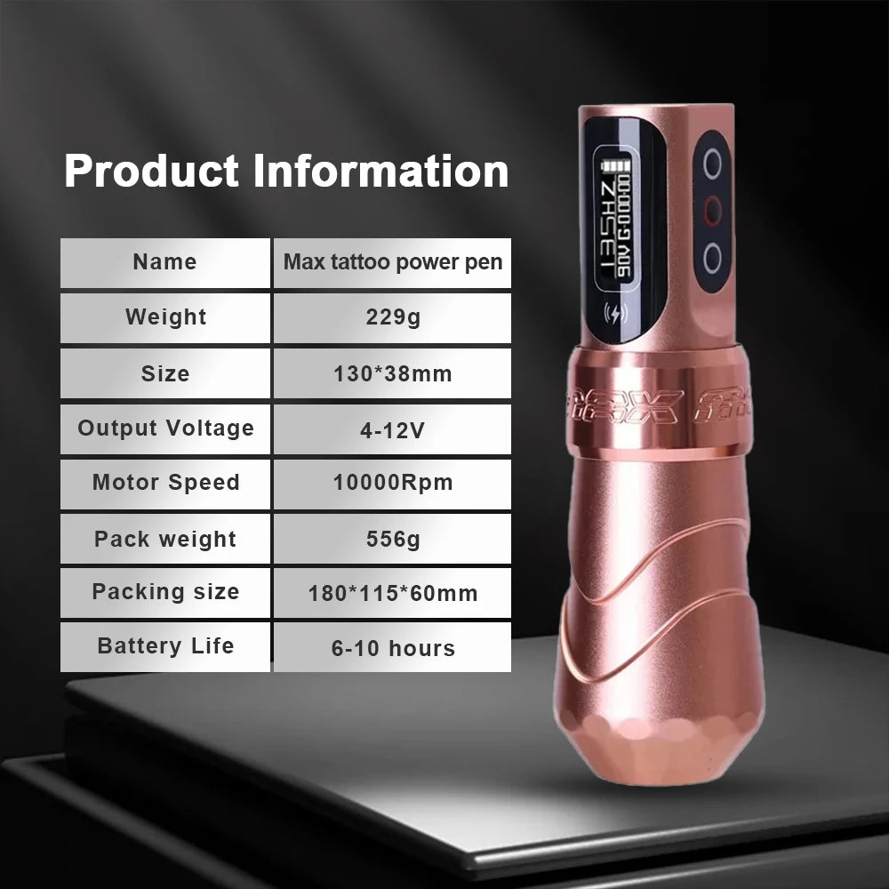 YILONG MAX Tattoo Machine Cartridge Pen 2400mAh Batteries Coreless Motor Lithium Battery Pen Machine For Tattoo Artists Body Kit by Geo’s Online Store