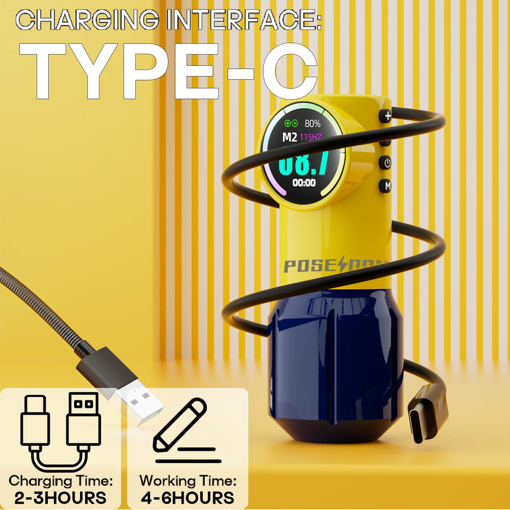 POSEIDON Tattoo Kit or Tattoo Machine Wireless Tattoo Pen For Tattoo Machine Kit 1600MAh Tattoo Power Supply Tattoo Gun Kit by Geo’s Online Store