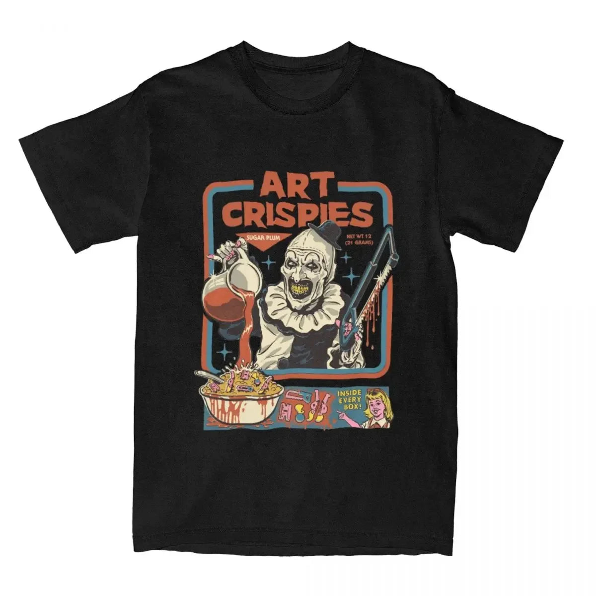 Art Crispies Terrifier Clown Shirt Apparel Men Women's Pure Fashion Retro Horror Shirt Clothes Graphic Printing Crew Neck Tees by Geo’s Online Store