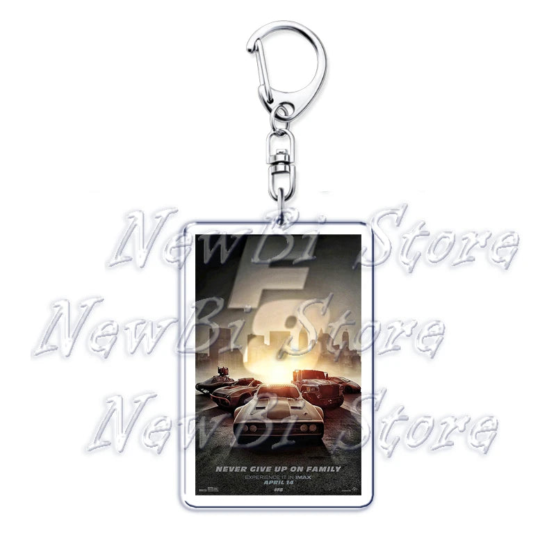 Classic Fast Furious Movie Cover Poster Keychain for Accessories Bag Pendant Sport Car Key Chain Ring Keyring Jewelry Fans Gift by Geo’s Online Store