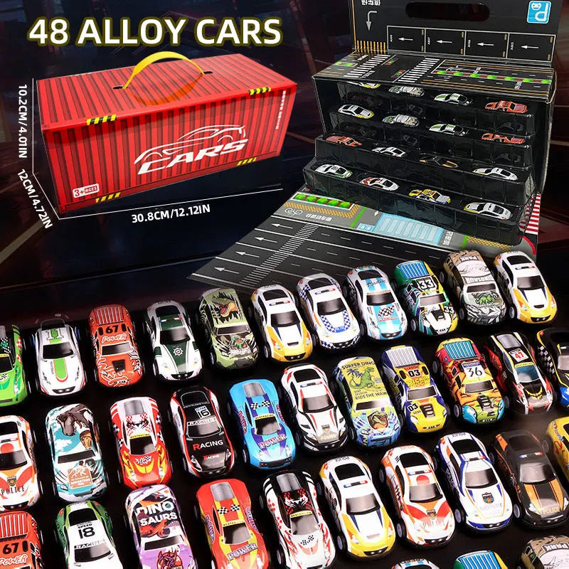 Gift Box Version: 48-Piece Alloy Car Set, Children's Toy Car, Tin Car, Racing Model, Classic Car Model, Christmas Gift by Geo’s Online Store