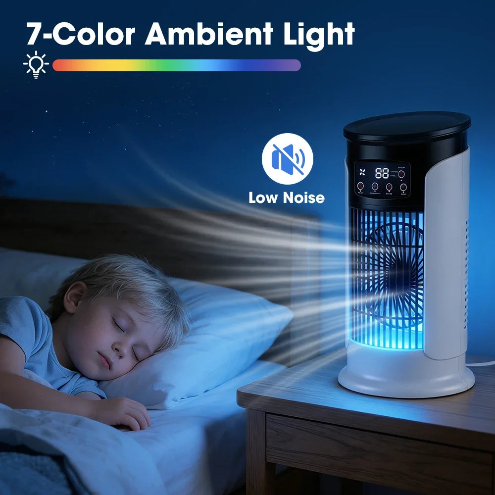 3 In 1 Household Fan Air Conditioner Portable 6-gear Air Cooler LED Night Light Humidifier Air Adjustment Fan Office Home Fan by Geo’s Online Store