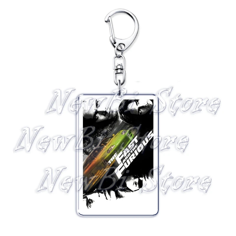 Classic Fast Furious Movie Cover Poster Keychain for Accessories Bag Pendant Sport Car Key Chain Ring Keyring Jewelry Fans Gift by Geo’s Online Store