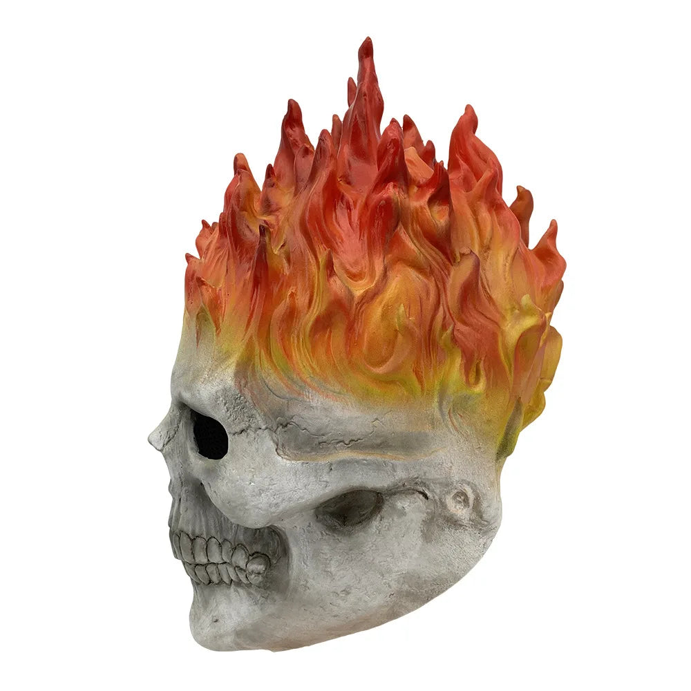 Red and Blue Flame Skull Mask Mask Cosplay Costume Horror Ghost Full Face Latex Bulex Cos Prop Halloween Ghost Rider Props by Geo’s Online Store