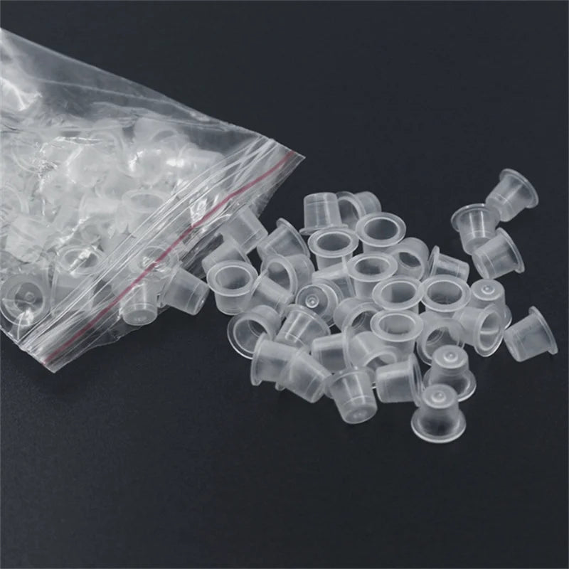 100pc S/M/L Plastic Disposable Microblading Tattoo Ink Cups Permanent Makeup Pigment Clear Holder Container Cap Tattoo Accessory by Geo’s Online Store