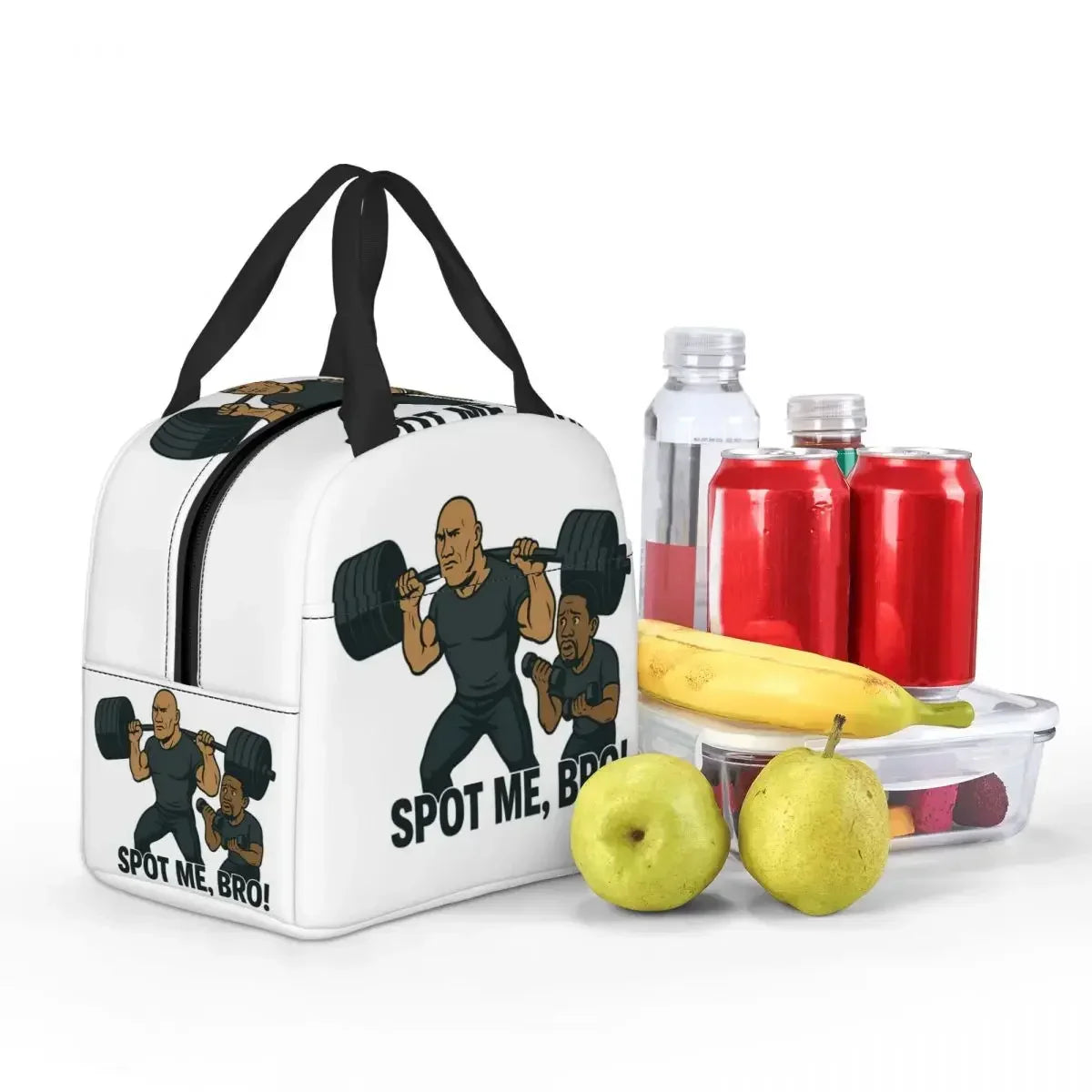 Dwayne Johnson And Kevin Hart Gym Cartoon Insulated Lunch Bag for Women Kids Portable Food Boxes Thermal Lunch Box Tote by Geo’s Online Store