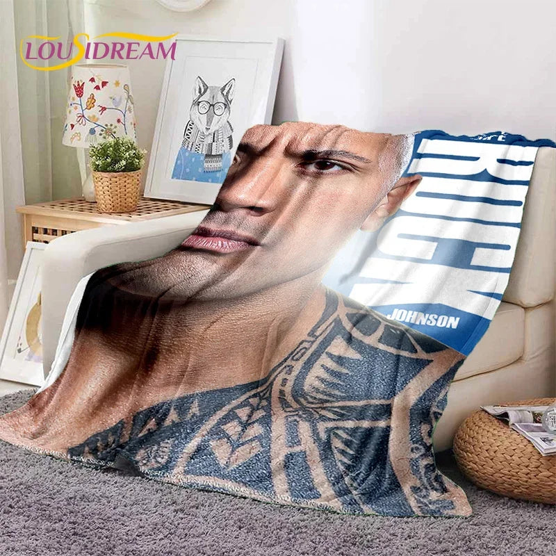 3D The Rock Dwayne Johnson Actor Soft Flannel Blanket,Throw Blanket Comfortable Blanket for Picnic Beds Sofa Home Bedroom Gift by Geo’s Online Store