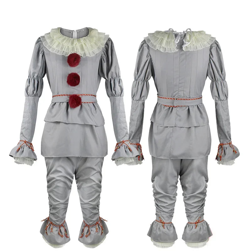Movie Cosplay Pennywise Clown Cosplay Costume Halloween Adult Carnival Party Stage Performance Villain Vintage Clothing Set by Geo’s Online Store
