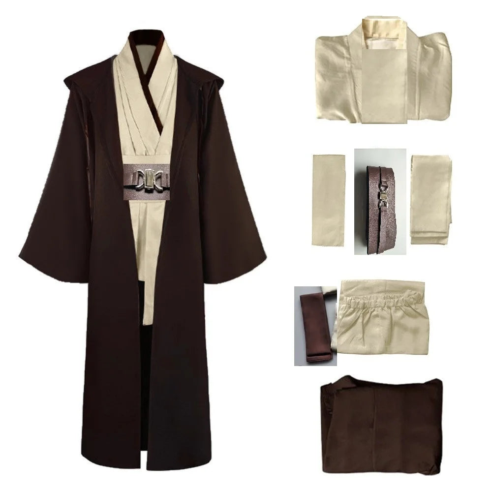 Obi Wan Kenobi Jedi Cosplay Costume Adult Unisex Coat Friar Uniform Robe Full Set Accessories Halloween Carnival Outfits by Geo’s Online Store