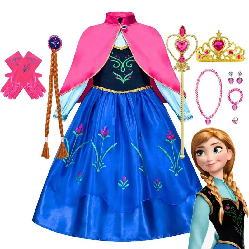 Frozen Anna Princess Girl Dress Halloween Cosplay 2026 Party Costume Snow Queen Princess Clothes Children Outfit 2-10 Y by Geo’s Online Store