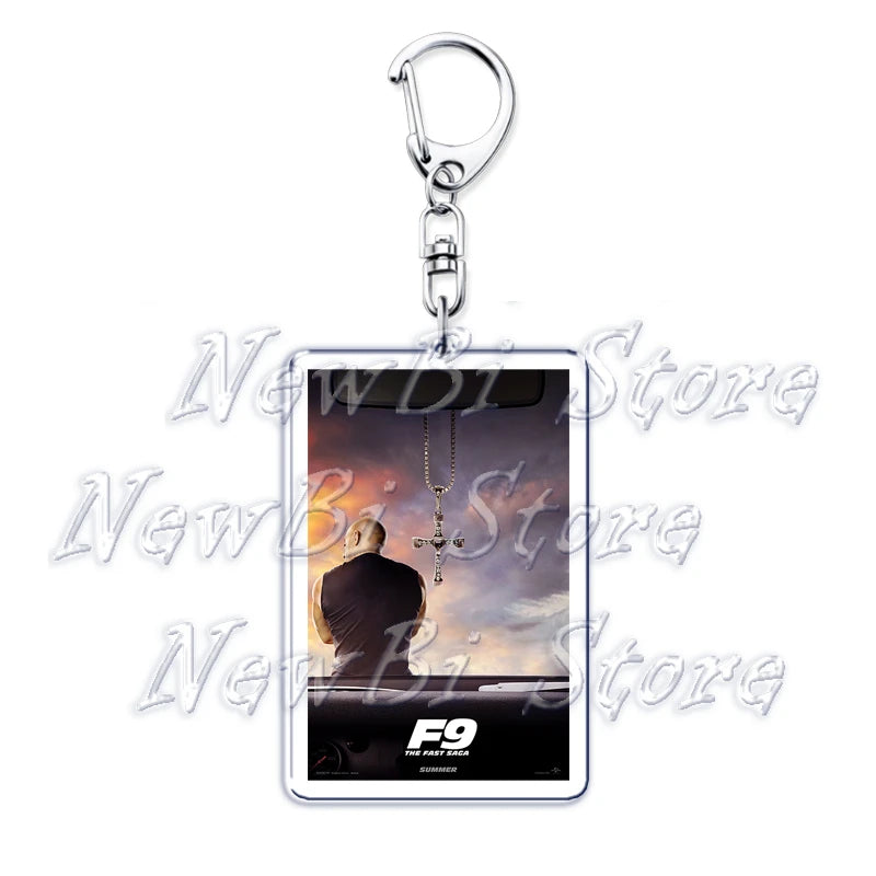 Classic Fast Furious Movie Cover Poster Keychain for Accessories Bag Pendant Sport Car Key Chain Ring Keyring Jewelry Fans Gift by Geo’s Online Store