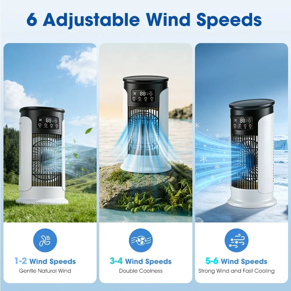 3 In 1 Household Fan Air Conditioner Portable 6-gear Air Cooler LED Night Light Humidifier Air Adjustment Fan Office Home Fan by Geo’s Online Store