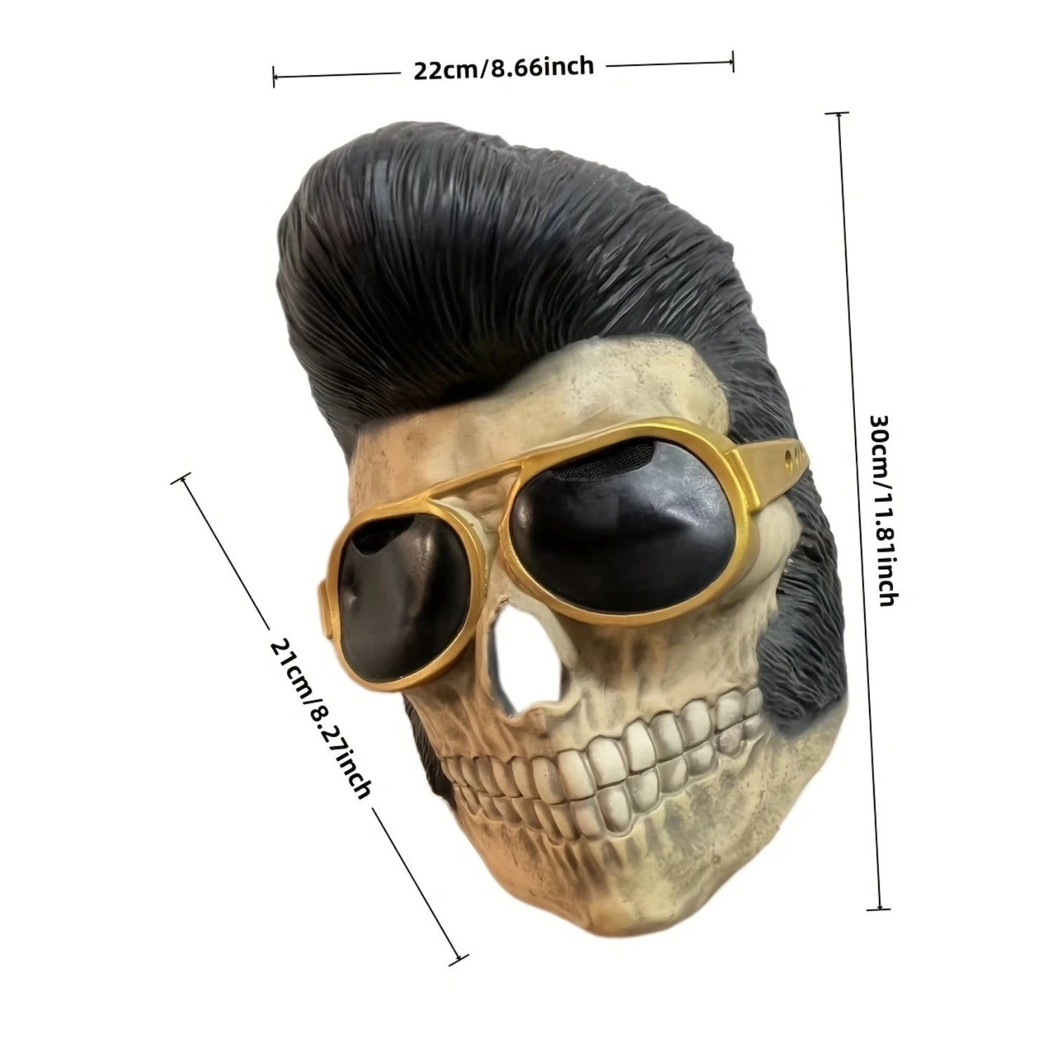 Elvis Presley Black Rock Star Rubber Mask with Wig Adult Male Cosplay Costume for Disco Prom Party Human Ghost Theme by Geo’s Online Store