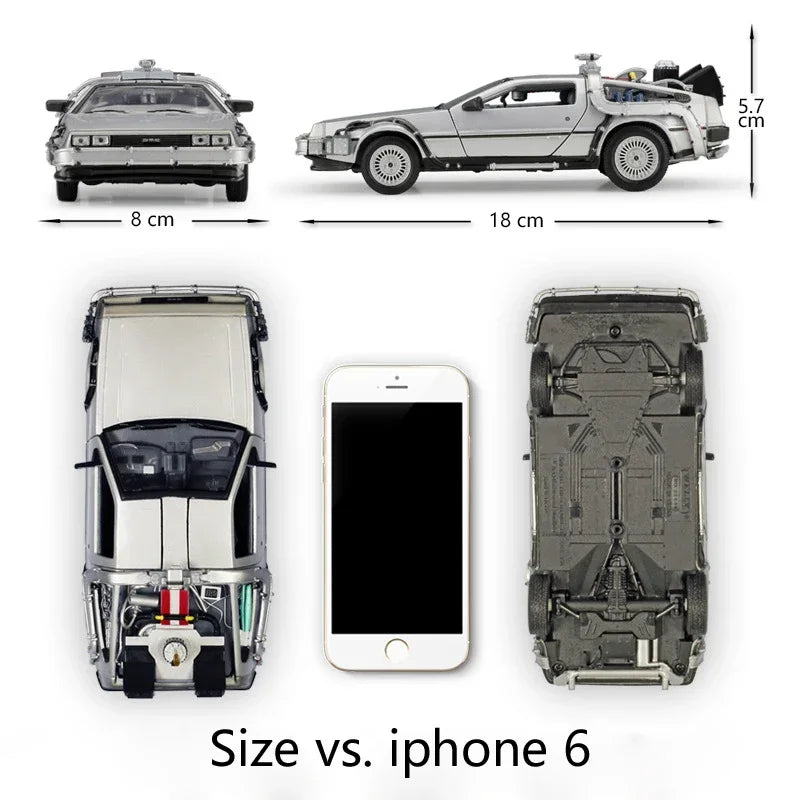 WELLY Diecast 1:24 Scale Model Car Toy Delorean For Movie Back to The Future Part 1/2/3 DMC-12 Metal Alloy Toy Car For Kids Gift by Geo’s Online Store