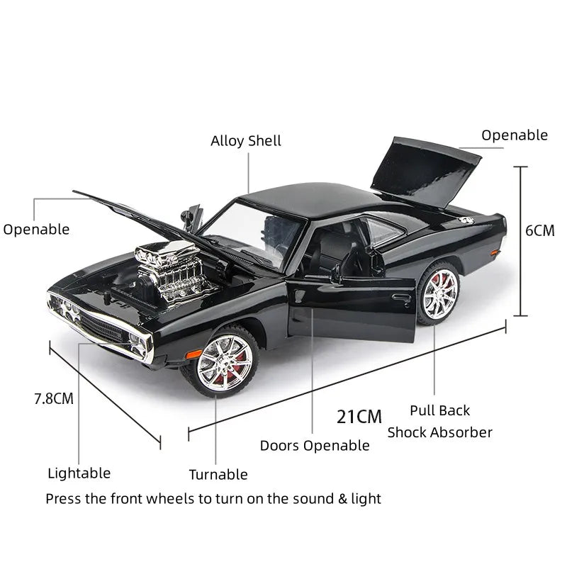 1/24 Fast & Furious 7 Dodge Charger R/T Diecast Alloy Miniature Toy Car Model Pull Back Sound Light Collection Gift For Boy Kid by Geo’s Online Store