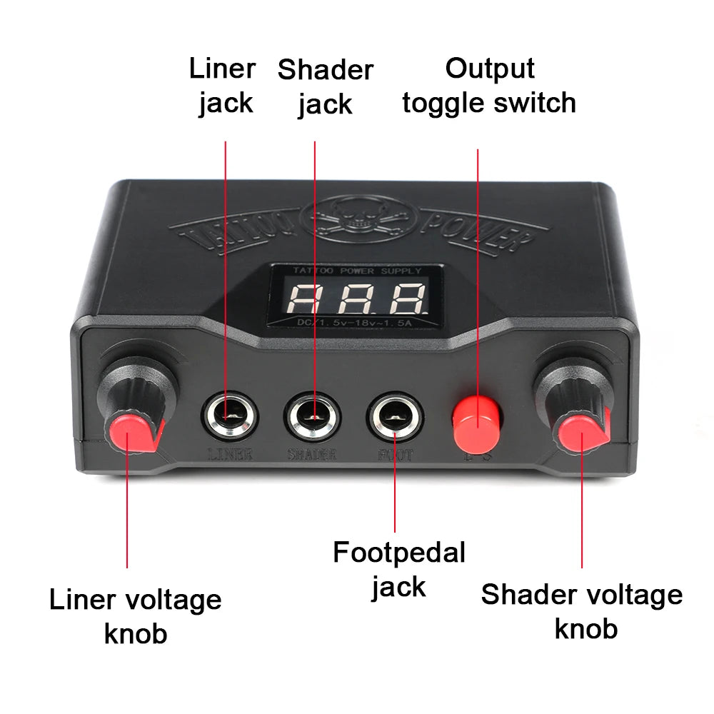 Tattoo Power Kit Digital LCD Dual Mode Power Foot Pedal Clip Cable For Rotary And Coil Tattoo Gun Machine Tattoo Accessory Kit by Geo’s Online Store