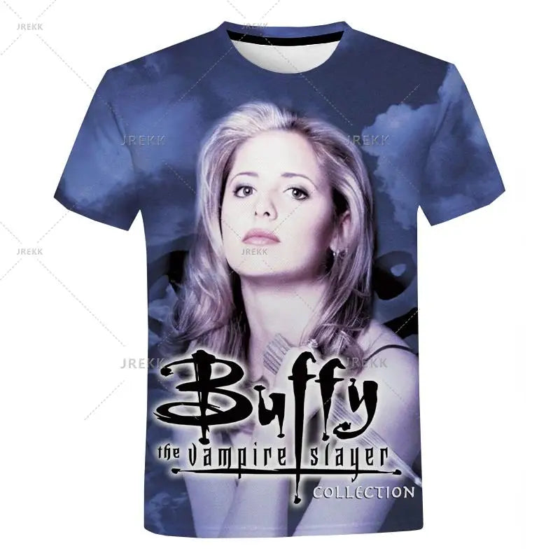 Buffy The Vampire Slayer 3D Graphic T-shirt Men Women Fashion Casual Short Sleeve Cool Tops Harajuku Streetwear Oversized Tshirt by Geo’s Online Store