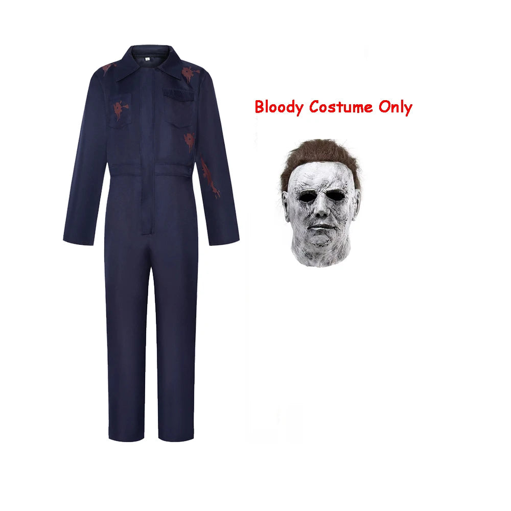 Halloween Cosplay Doodt Michael Myers Cosplay Costume Scary Bloody Killer Jumpsuit Horror Mask Suit Props Clothes Adult Kids by Geo’s Online Store