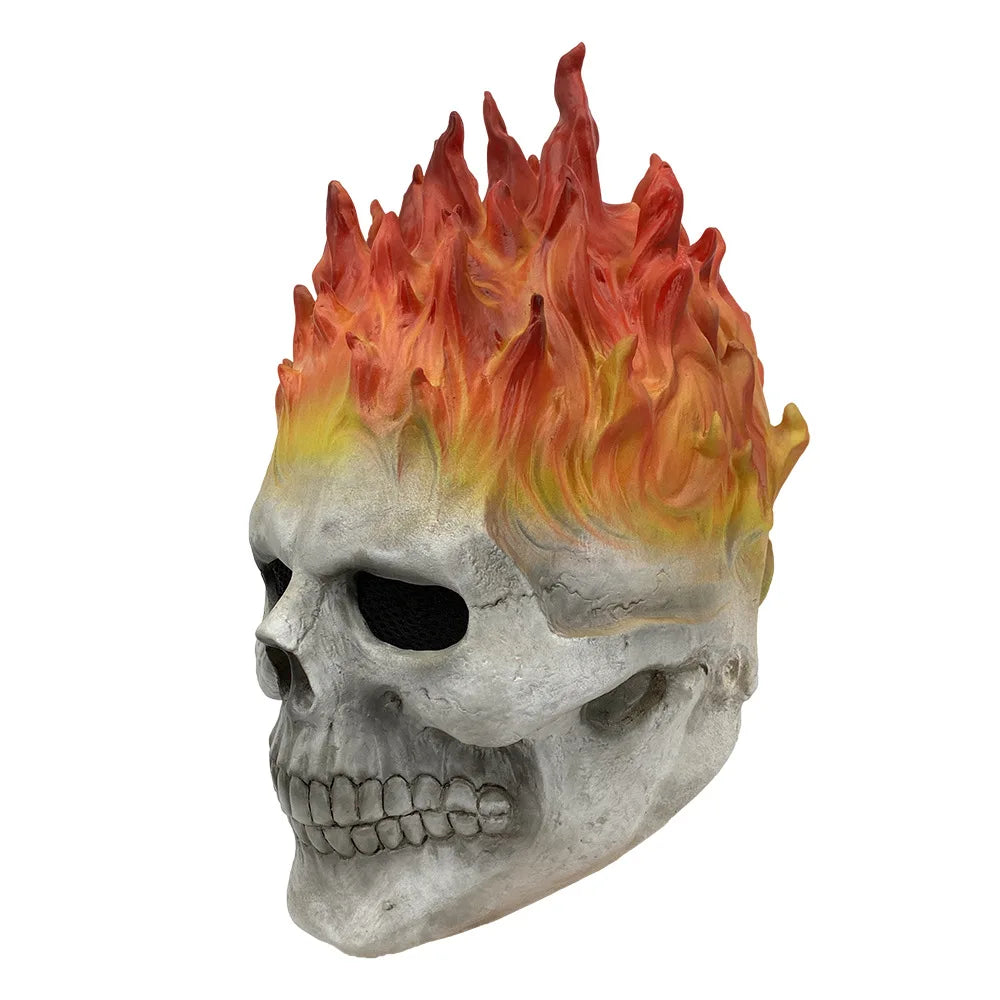 Red and Blue Flame Skull Mask Mask Cosplay Costume Horror Ghost Full Face Latex Bulex Cos Prop Halloween Ghost Rider Props by Geo’s Online Store