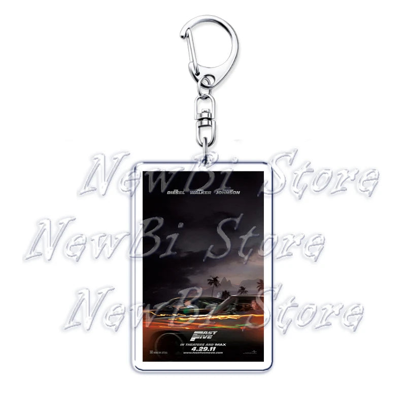 Classic Fast Furious Movie Cover Poster Keychain for Accessories Bag Pendant Sport Car Key Chain Ring Keyring Jewelry Fans Gift by Geo’s Online Store