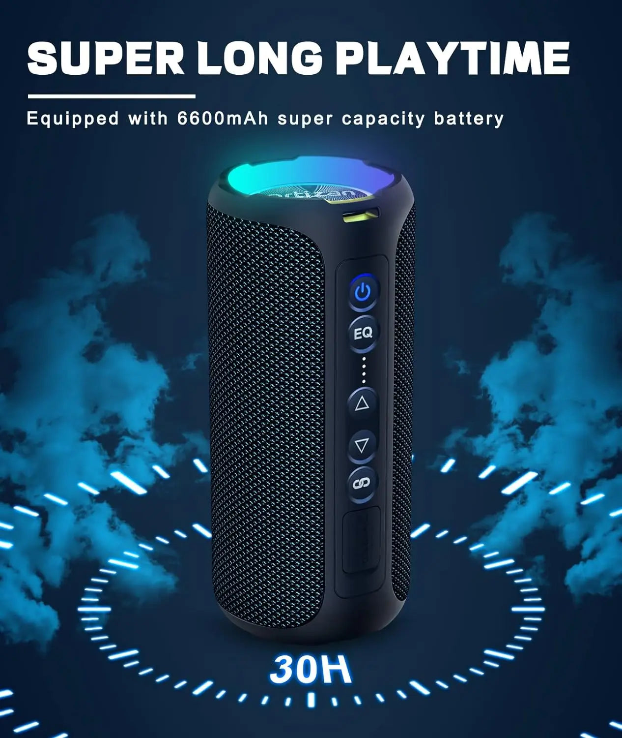 Ortizan Bluetooth Speakers 40W Enhanced Bass Portable Outdoor Wireless Speaker 30Hrs IP7 Waterproof Shower Speaker Bluetooth 5.3 by Geo’s Online Store
