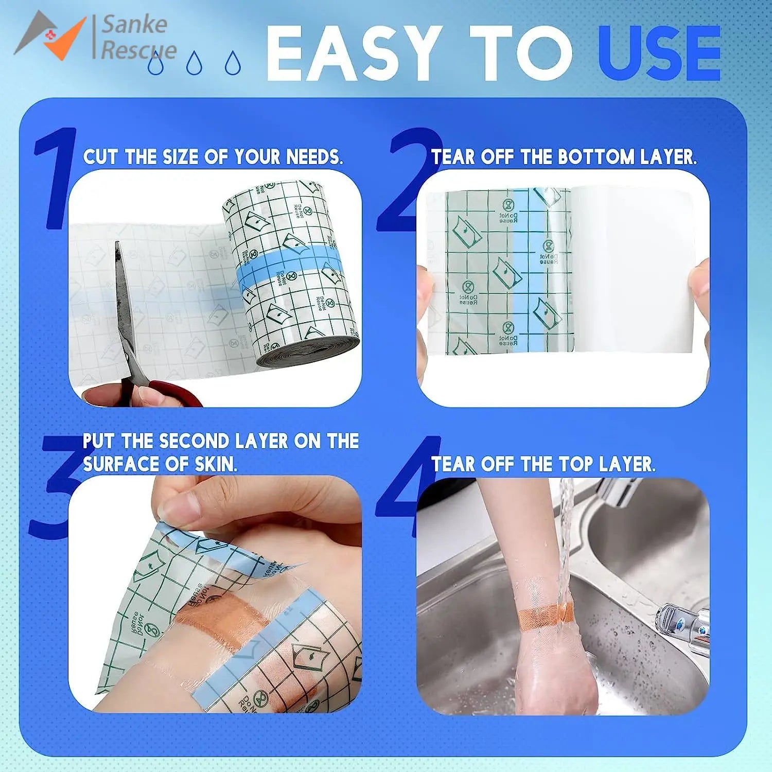 5M Waterproof PU Film for Tattoo Aftercare Protective Skin Healing Bandages Tape Medicinal Wound Dressing Medical Adhesive Tape by Geo’s Online Store