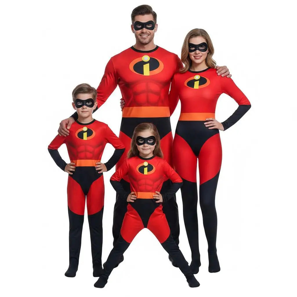 In stock Mr Mrs Cosplay Elastigirl Hulk Spider Family Suit Jumpsuit Bodysuit Halloween Costumes for Women by Geo’s Online Store