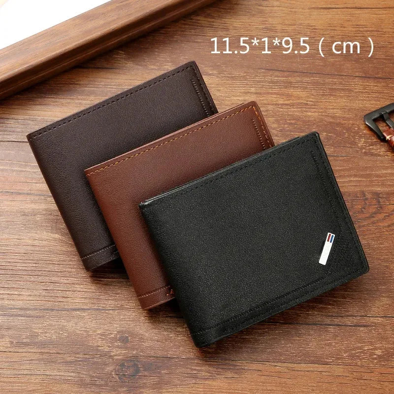 Men's leather short wallet thin wallet foldable minimalist soft leather wallet by Geo’s Online Store