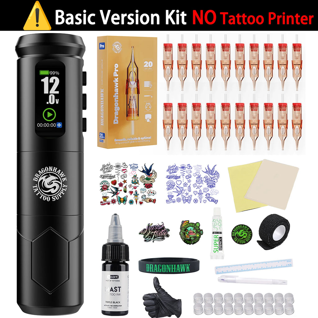 Dragonhawk A1 Pro Tattoo Machine Full Kit A1 Pro Easy To Use Operating Systerm Complete Tattoo Pen Cartridge Needle for Beginner by Geo’s Online Store