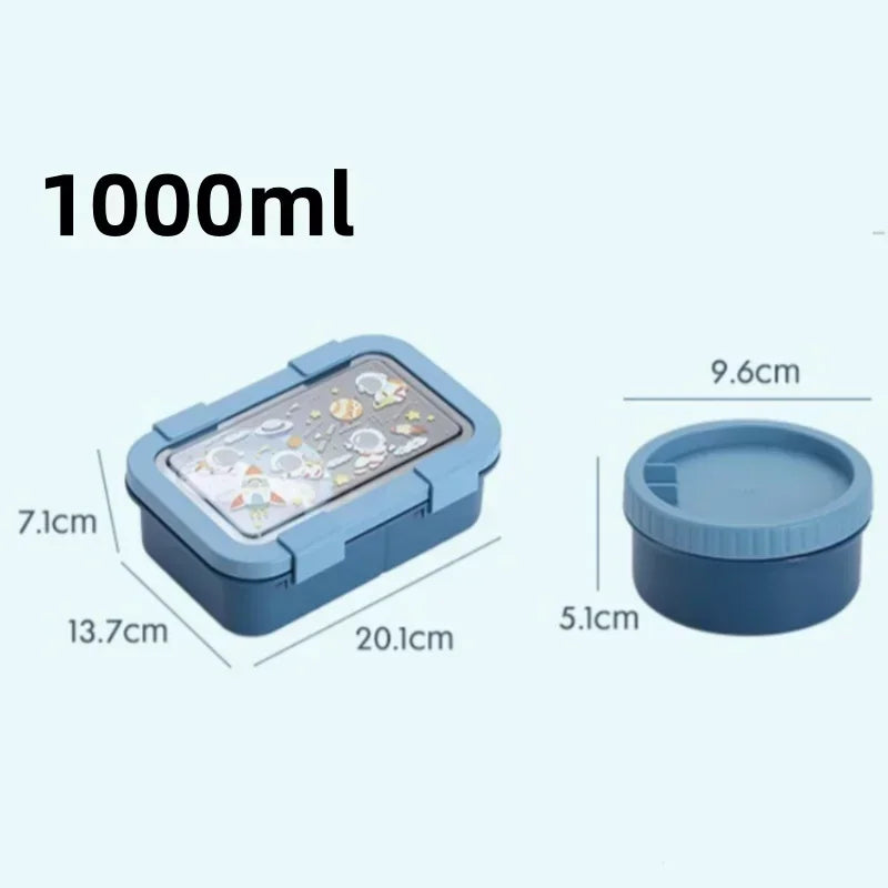 1000/1350ml Cartoon Lunch Box with Soup Bowl Bento Box Buckle Design Sealed and Leak-proof Portable Food Storage Container by Geo’s Online Store