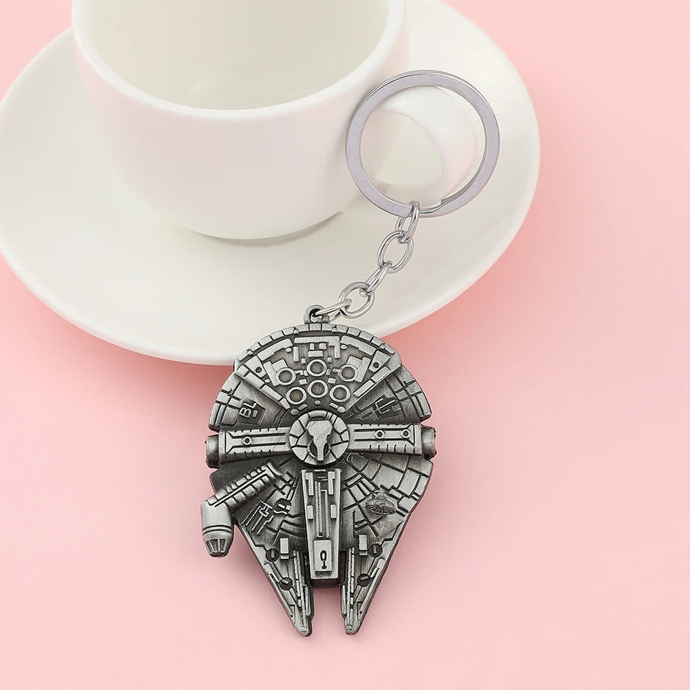 Movie Star War Millennium Falcon Spaceship Vintage Pendant Keychain Fashion Commuter Jewelry Accessories for Men Gift by Geo’s Online Store